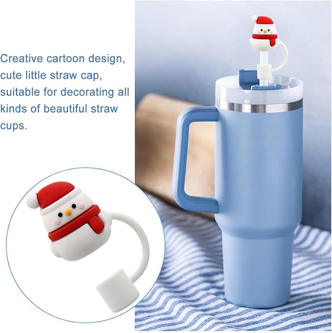 Straw Cover Cap for Stanley Cup,Straw Topper Compatible for 30 and 40 Oz Tumbler with Handle,10 mm 0.4 in Reusable Straw Tips Lids,Straw Tip Covers for Christmas Gifts
