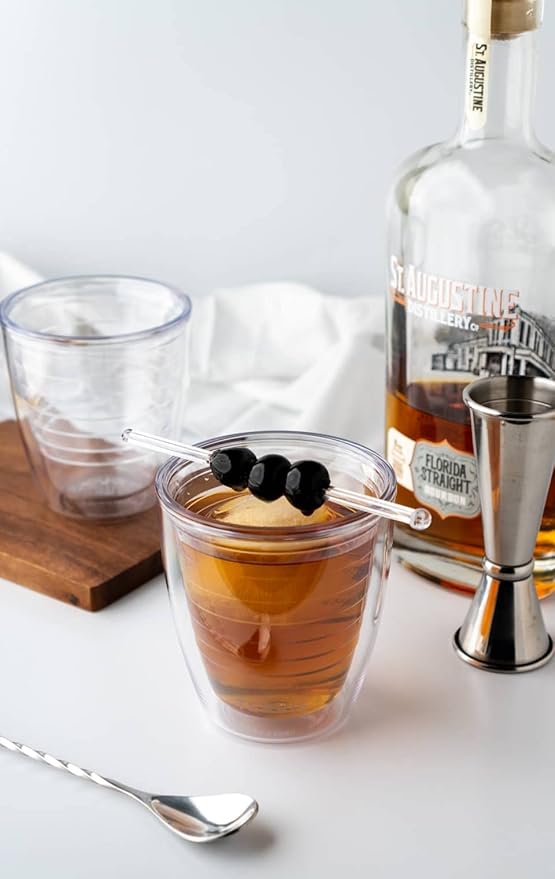 Tervis Clear & Colorful Tabletop 12oz Made in USA Double Walled Insulated Tumbler Travel Cup Keeps Drinks Cold & Hot, 12oz - 4pk, Clear