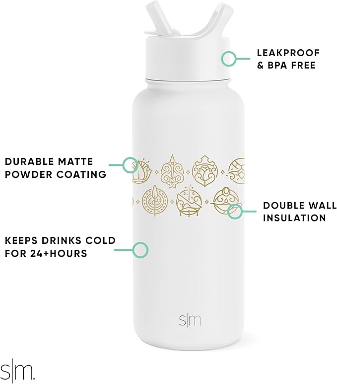 Simple Modern Disney Princess Water Bottle with Straw Lid Vacuum Insulated Stainless Steel Metal Thermos | Gifts for Women Reusable Leak Proof Flask | Summit Collection | 32oz Seal of a Princess