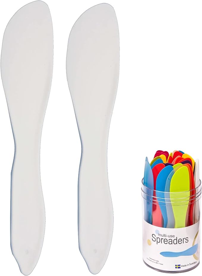 LINDEN SWEDEN Multi Purpose Spreaders | Versatile Butter Knife for Soft Cheese or Frosting | Safe for Kids | BPA-Free and Dishwasher-Safe | Set of 2 Spreaders Each | Made in Sweden | White