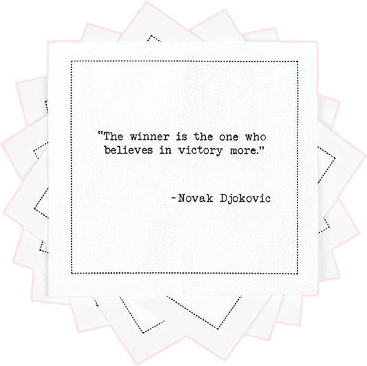 Five Star Funny Tennis Legends Quotes | White Cotton Cocktail Napkins | 50 Luxury Disposable Beverage Napkins with Witty Bar Quotes | Drink Napkins for Parties, Bars, Weddings & Game Nights