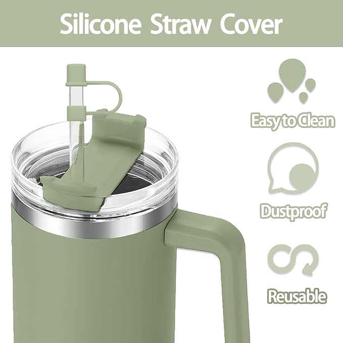 6PCS Silicone Straw Covers Cap Compatible with Stanley Cup 30-40 oz Tumbler with Handle 10mm Straw Toppers Reusable Cover for Stanley Cup Accessories（Cyan）
