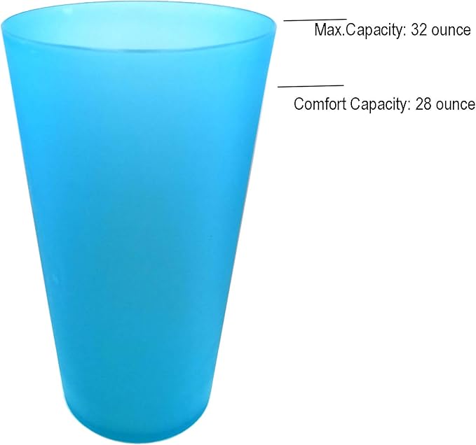 Reusable Plastic Cups 32 oz - Large Cups Dishwasher Safe - BPA Free Plastic Tumblers Drinking Glasses set of 12 - Unbreakable Big Cup for Kitchen Party Camping Outdoor