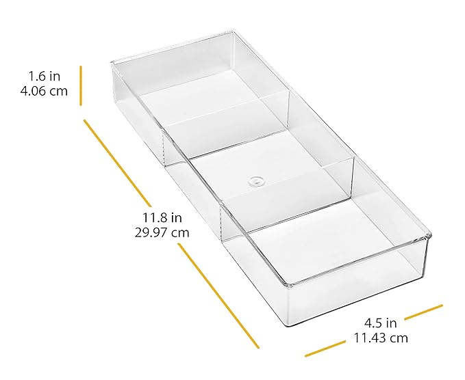 Whitmor 3 Section Small Easy Clean Clear Plastic Resin Drawer Organizer (Pack of 6)