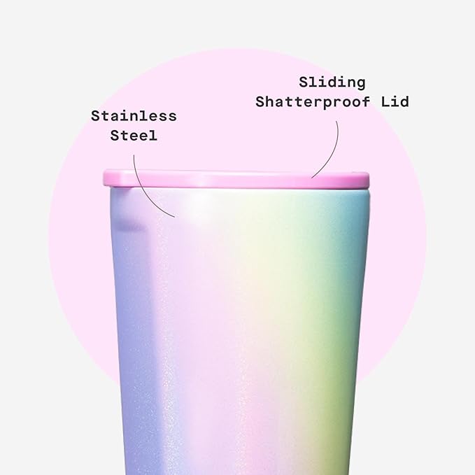 Corkcicle Classic Tumbler - Keeps Drinks Cold for 9 Hours & Hot for 3 - Triple-Insulated Stainless Steel - Holiday Tumbler Gift - 16 oz - Rainbow Unicorn
