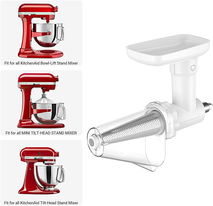 Fruit & Vegetable Strainer Attachment Set for KitchenAid Stand Mixer, Includes Food Grinder Attachment with Sausage Stuffer Tubes and Juicer Auger, Meat Grinder Attachment for KitchenAid by InnoMoon