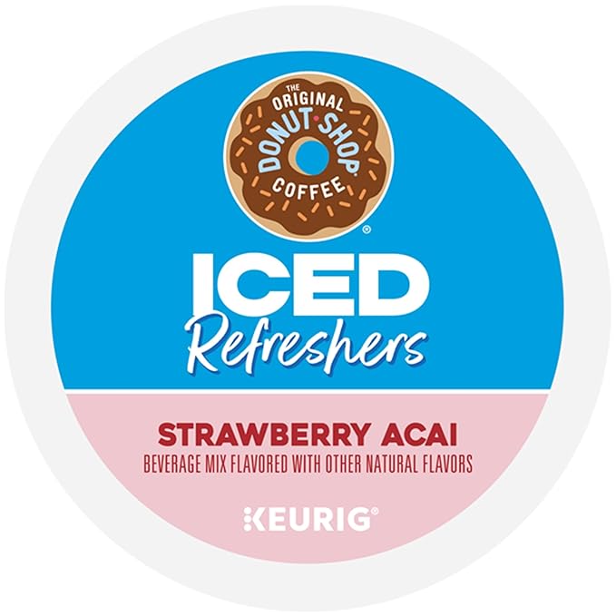 The Original Donut Shop Iced Refreshers, Strawberry Açaí Flavor, Keurig Single Serve K-Cup Pods, 60 Count (6 Packs of 10)