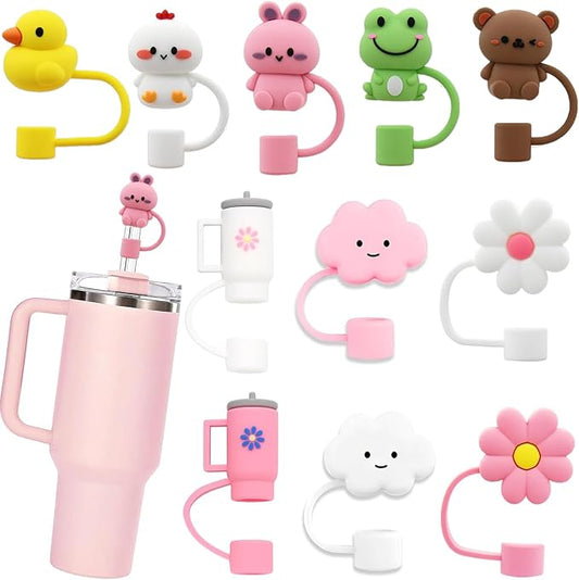 LDKEDKF 11Pcs Straw Cover for Stanley Cup, Silicone Straw Topper for Stanley Cup 30&40oz with Tumblers, 10mm 0.4in Lid Accessories (Reusable)