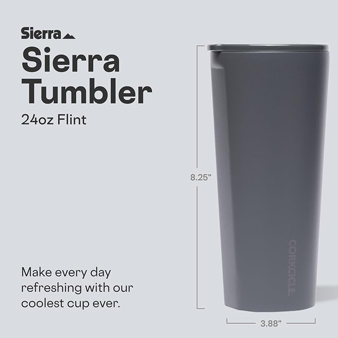 Corkcicle Classic Tumbler - Keeps Drinks Cold for 9 Hours & Hot for 3 - Triple-Insulated Stainless Steel - Holiday Tumbler Gift - 24 oz - Flint