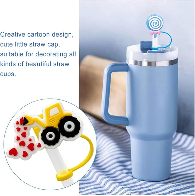 Straw Cover Cap for Stanley Cup,Straw Topper Compatible for 30&40 Oz Tumbler with Handle,10mm 0.10in Dust-Proof Reusable Straw Tips Lids,Straw Tip Covers for Christmas Gifts