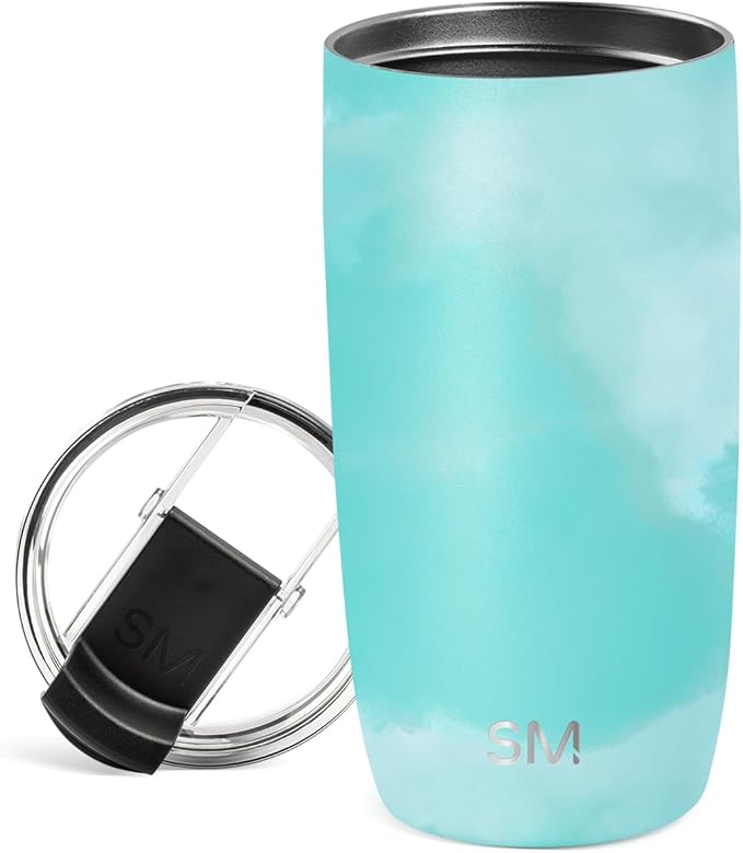 Simple Modern Travel Coffee Mug Tumbler with Flip Lid | Reusable Insulated Stainless Steel Cold Brew Iced Coffee Cup | Gifts for Women Men Him Her | Voyager Collection | 16oz | Ocean Tide