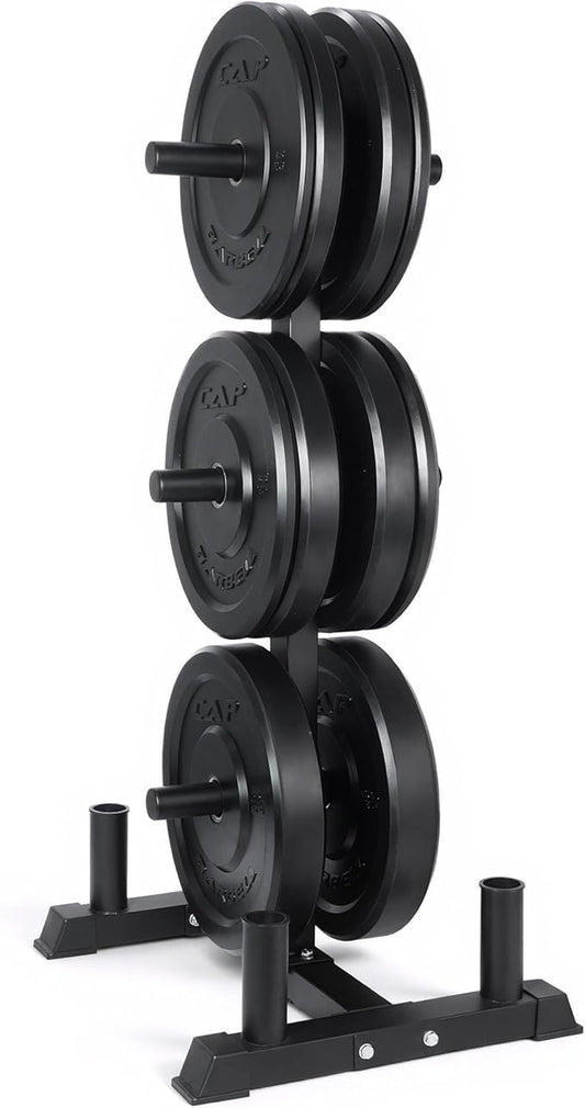 CAP Barbell 2-Inch Olympic Bumper Plate Weight Set with 6 Post Rack | 100-370 lbs | Multiple Options