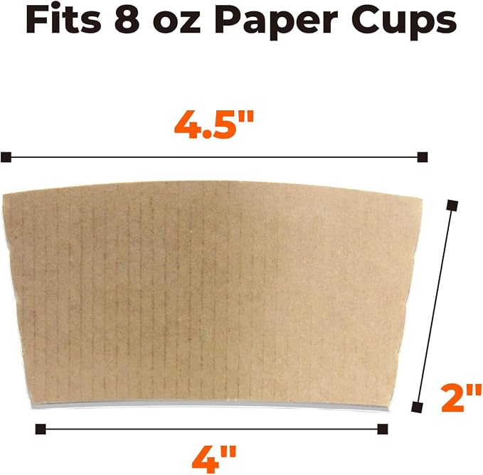 FMP Brands 1000 Pack Kraft Coffee Cup Sleeves, 8 oz, Disposable Hot & Cold - Image 3