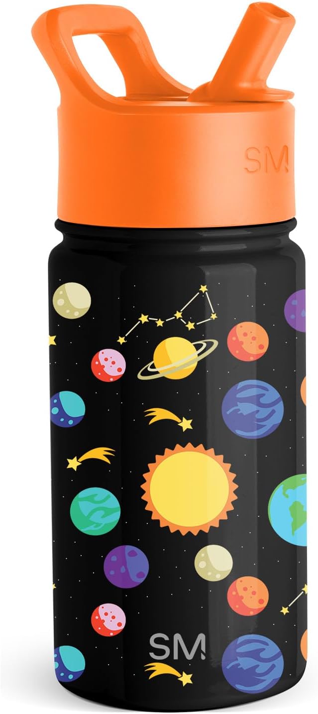 Simple Modern Kids Summit Water Bottle with Straw Lid | 14oz Stainless Steel Cup Insulated Tumbler for Toddlers, School | Solar System