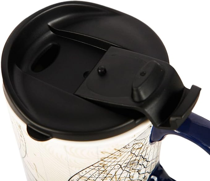 Topadorn Ceramic Travel Mug and Coffee Cup 17 oz. with Handle and Color Box,Starstruck