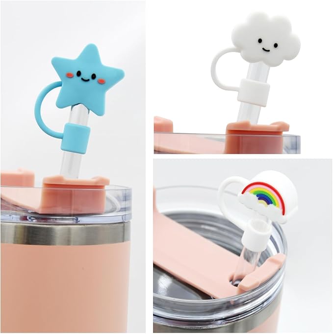Straw Cover Cap for Stanley Cup,Silicone Straw Topper 10 mm 0.4 in Reusable Straw Tips Lids,Straw Tip Covers for Stanley Cups Accessories