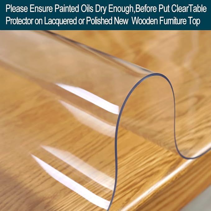 1.5mm Thick 24x50 Clear Vinyl Blotter Mat Table Protector Plastic Tablecloth Liner Cover Wipeable Easy Clean Heat Resistant Protective Pad PVC Furniture Writing Desk Dining Coffee Kitchen Tabletop