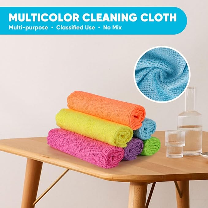 Orighty Microfiber Cleaning Cloth, 24 Pack Highly Absorbent Cleaning Rags, Household Cleaning Supplies, Reusable Lint Free Cloths Microfiber Rag for House, Kitchen, Car Care, 11.5 x11.5 inch