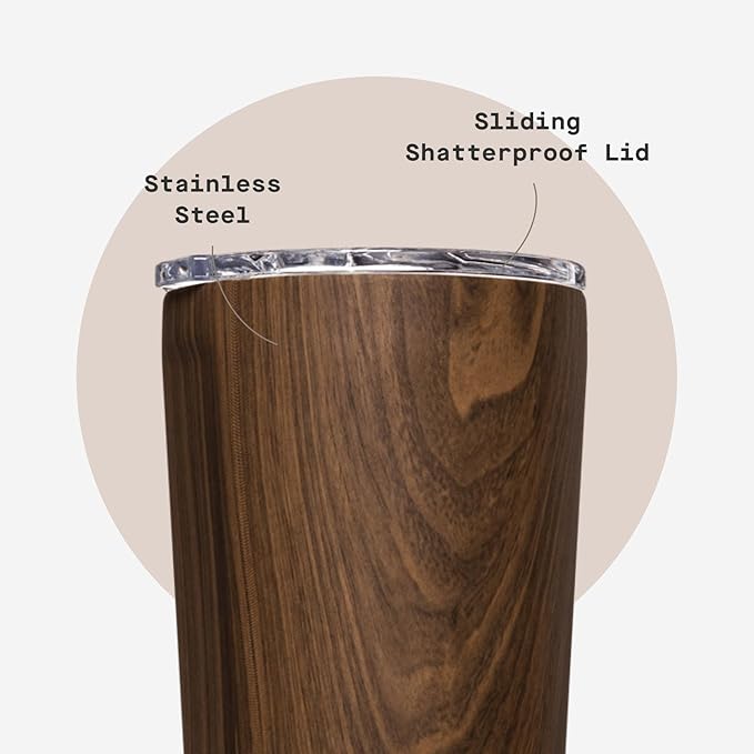 Corkcicle Classic Tumbler - Keeps Drinks Cold for 9 Hours & Hot for 3 - Triple-Insulated Stainless Steel - Holiday Tumbler Gift - 24 oz - Walnut Wood