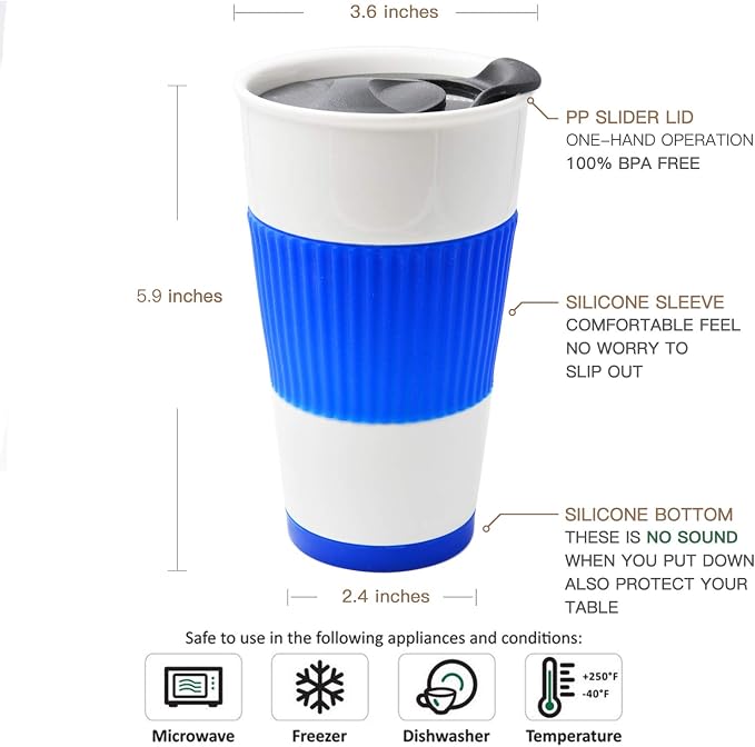 Ceramic Double Wall Insulated Travel Coffee Cup - Image 3