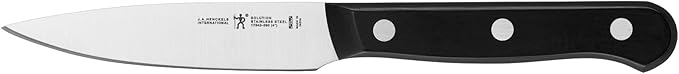 HENCKELS Solution Razor-Sharp 4-inch Compact Chef Knife, German Engineered Informed by 100+ Years of Mastery, Black/Stainless Steel