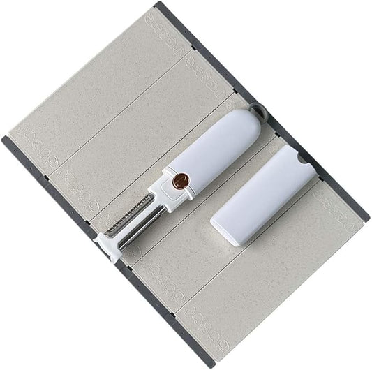 5-in-1 Small Cutting Board Set，Multifunctional Travel Stainless Steel Fruit Knife with cover，Outdoor Portable Peeling Fruit Potato Peeler for Travel, Camping, Kitchen (grey)