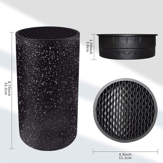 Universal Knife Block without Knives Multi-Functional Freedom Knife Storage Stand Resin Round Knife Holder Unique Design Slot to Protect Blades Detachable Easy to Clean Countertop Knife Holder