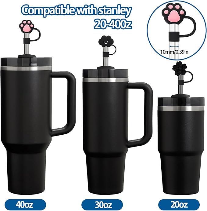 6PCS Stanley Cup Straw Covers - Compatible with Stanley Cup 30-40 oz Tumbler, 10mm Silicone Straw Toppers