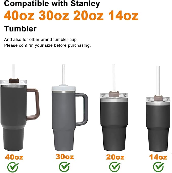 6Pack Replacement Straws for Stanley 40oz 30oz 20oz 14oz Tumbler, Airboat Reusable Plastic and Flexible Silicone Straws with Clean Brush Compatible with Stanley Cup (2*Clear Plastic+4*Color Silicone)