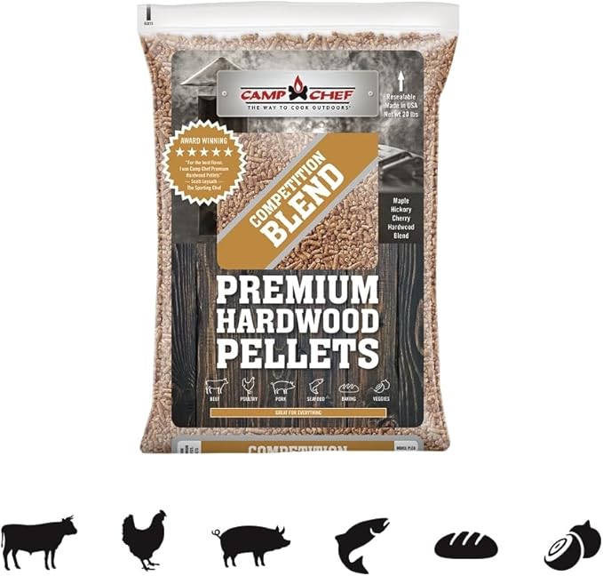 Camp Chef Competition Blend BBQ Pellets, Hardwood Pellets for Grill, Smoke, Bake, Roast, Braise and BBQ, 20 lb. Bag