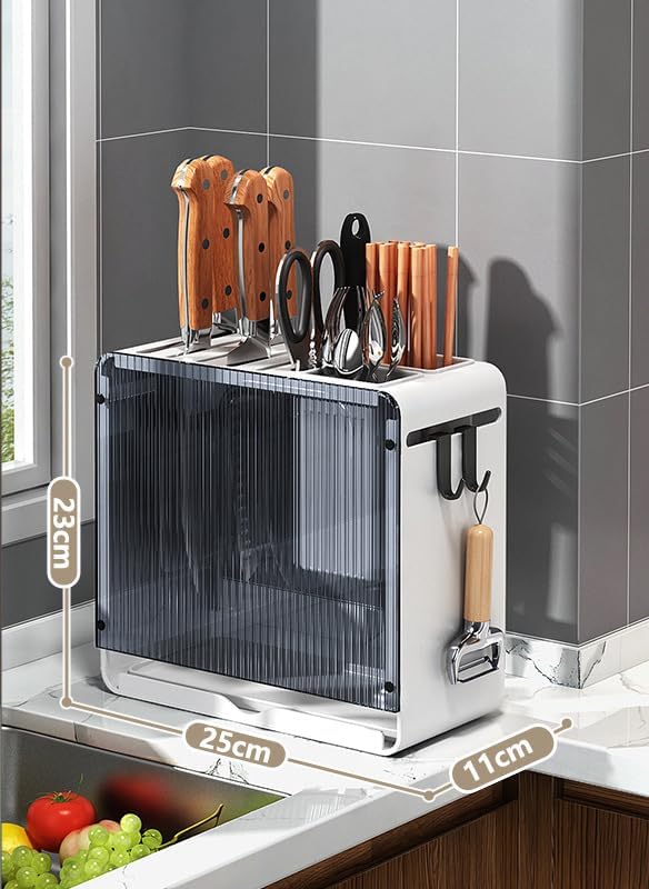 Knife Holder Organizer Stainless Steel Rack This multifunctional kitchen storage rack with Utensil (black and white) version:No cutting board rack