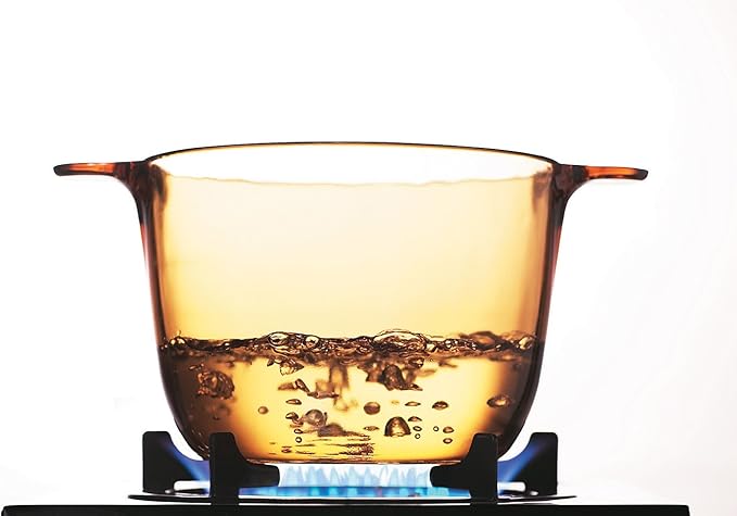 VISIONS 3.5 Litre Pyroceram Glass Stockpot with Glass Cover, Brown
