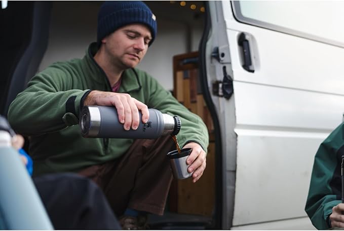 Stanley Classic Legendary Vacuum Bottle 20 oz | Wide Mouth with Leakproof Cup Lid | Keep Drinks Hot or Cold | Packable for Travel | Insulated Stainless Steel Thermos | BPA-Free | Hammertone Green