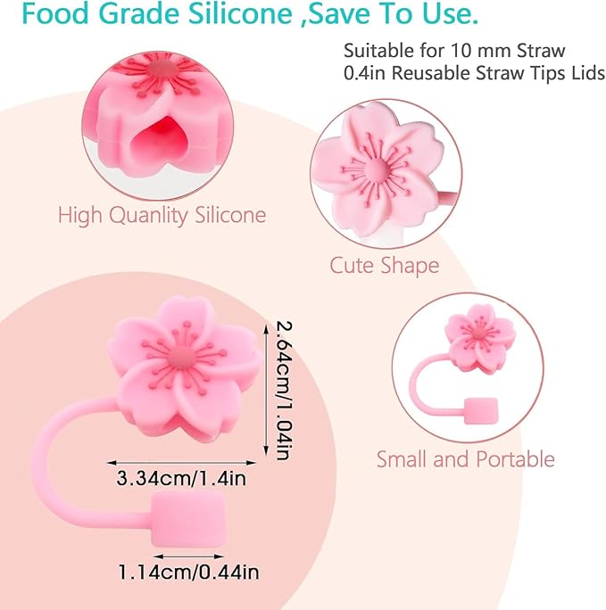 Silicone Straw Caps for 10mm Tumblers | Reusable Dust-Proof Straw Toppers Compatible with Stanley 30oz & 40oz Tumbler (pink 3p)