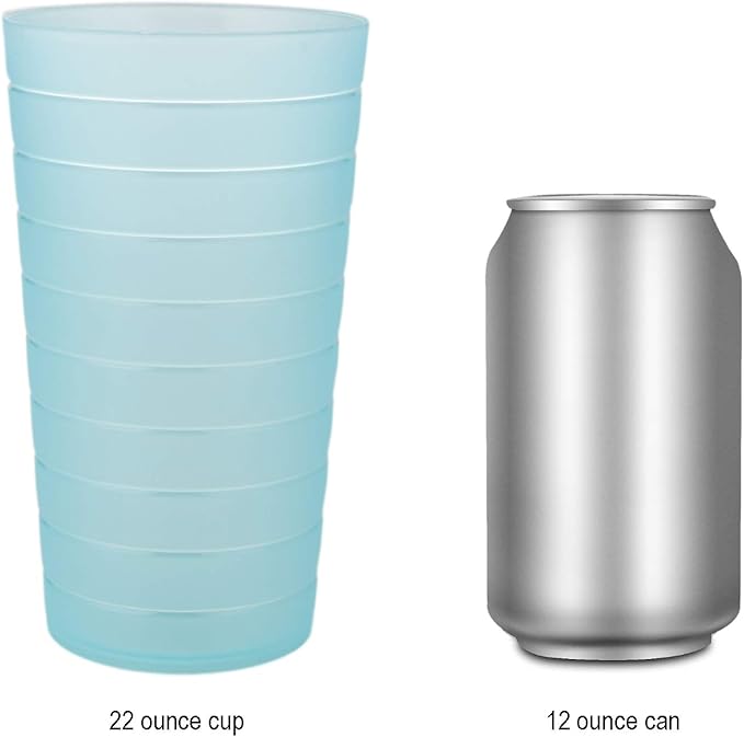 AOYITE Reusable Plastic Cups 22 oz - Unbreakable Hard Kids Cups - BPA Free Dishwasher Safe Drinking Cup set of 12 - Stackable Water Tumblers for Kitchen Camping Party Outdoor