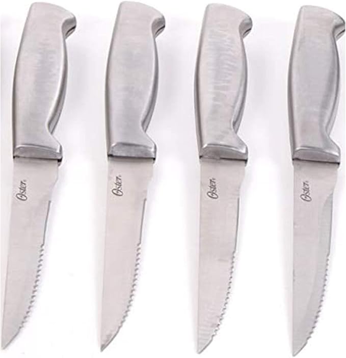 Oster Baldwyn High-Carbon Stainless Steel Kitchen Knife Cutlery Block Set, 22-Piece, Brushed Satin