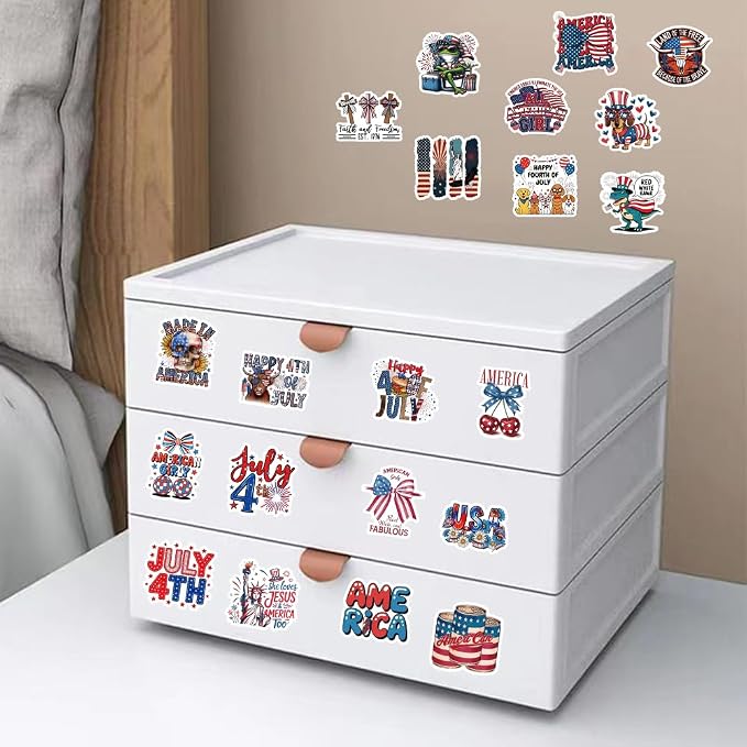 60PCS 4th of July Stickers, American Flag Patriotic Stickers, God Bless America - Image 2