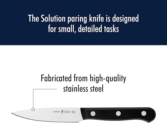 HENCKELS Solution Razor-Sharp 4-inch Compact Chef Knife, German Engineered Informed by 100+ Years of Mastery, Black/Stainless Steel