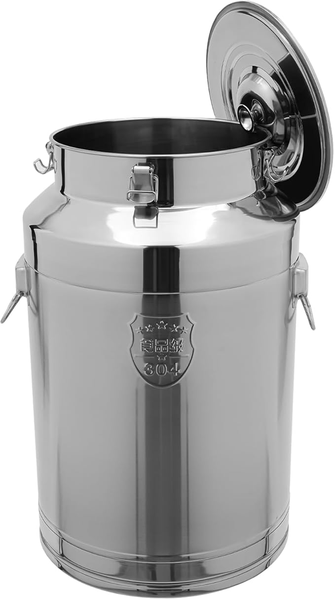 304 Stainless Steel Milk Can - 20 Gallon (76 Liter) Heavy Duty Airtight Food Storage Container for Milk, Wine, Oil - Ideal for Home, Farm, and Commercial Use