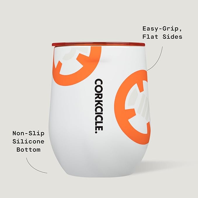 Corkcicle Stemless Insulated Wine Glass Tumbler - Keeps Beverages Cold 6 Hours & Hot 3 Hours - Stainless Steel - Easy-Grip - Summer Gift - Keeps Drinks Ice Cold - 12 oz - Droid Set 3-Pack Bundle