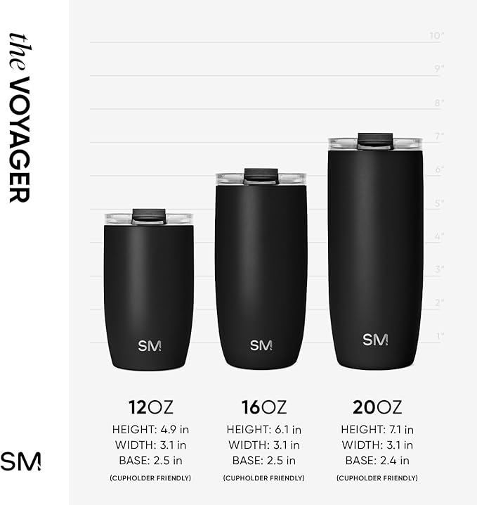 Simple Modern Travel Coffee Mug Tumbler with Flip Lid | Reusable Insulated Stainless Steel Cold Brew Iced Coffee Cup | Gifts for Women Men Him Her | Voyager Collection | 16oz | Ocean Tide