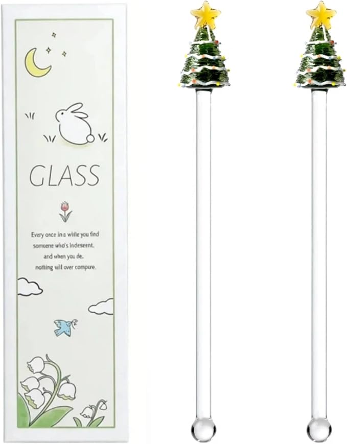 Homestia Christmas Tree Glass Stirring Spoons, 8.6 Inch Holiday Cocktail by Homestia