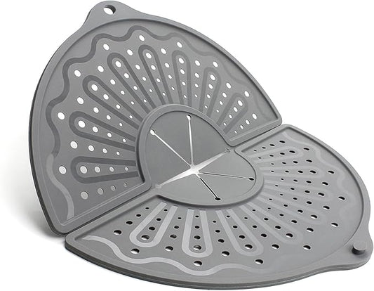 Silicone Splatter Screen For 10, 11 and 12 Inch Frying Pan, Foldable Splash Guard, Multi-Use Grease Splatter Guard/Trivet Mat, 12" Non-Stick Oil Splatter Guard, Dishwasher Safe, BPA Free, Gray
