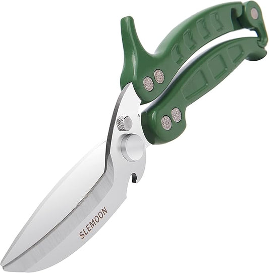 Kitchen Shears Heavy Duty Poultry Shears Meat Cutting Dishwasher Safe and Stainless Food Kitchen Scissors for Chicken Turkey Thanksgiving,Green