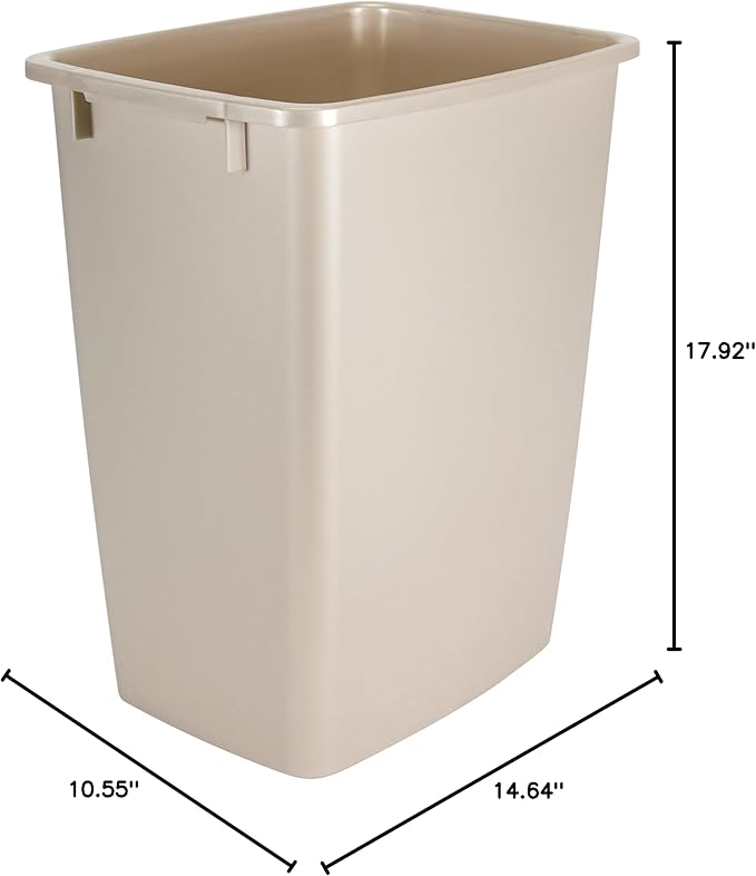 Rubbermaid Small Trash, 9-Gallons, Beige, Plastic Garbage Can/Wastebasket for Kitchen/Bathroom fits Under-Sink/Desk/Countertop/Cabinet, 21-Quart, Bisque (Pack of 2)