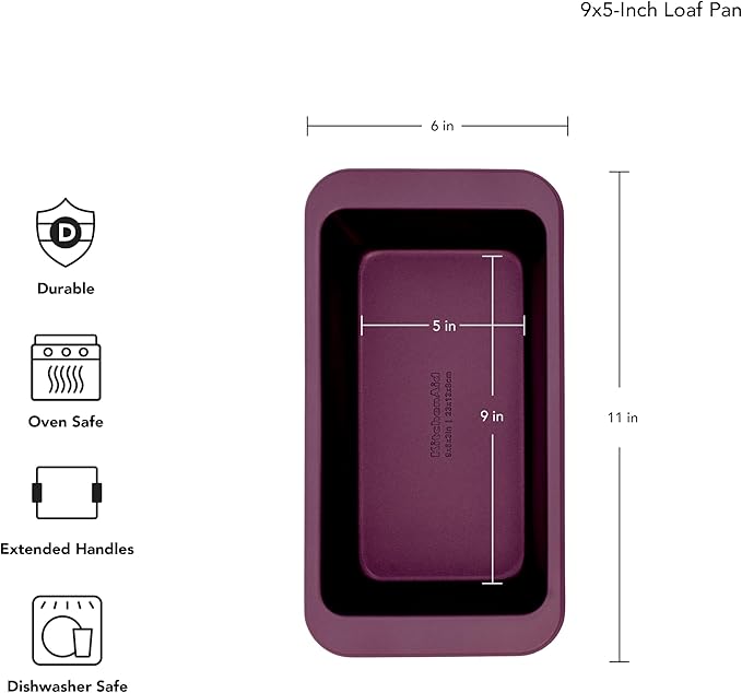 KitchenAid 9x5in Nonstick Aluminized Steel Loaf Pan, Beetroot