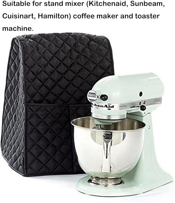 Evermarket Stand Mixer Dust Proof Cover with Pocket and Organizer Bag for Kitchenaid,Sunbeam,Cuisinart,Hamilton Mixer (Black)