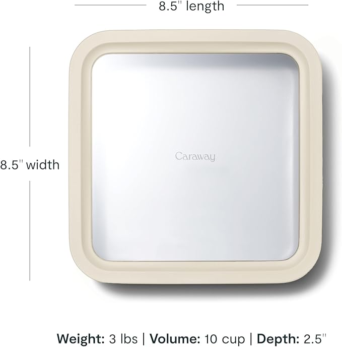 Caraway 6pc Glass Food Storage Set – 10 Cup Food Containers (6) - Ceramic Coated - Non Toxic, Non Stick with Lids - Microwave Safe - Cream