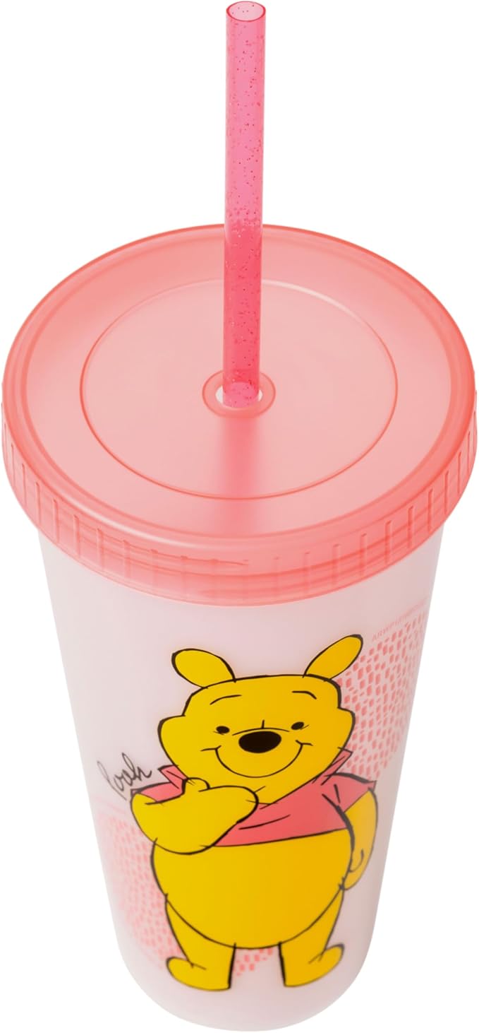 Silver Buffalo Disney Winnie the Pooh 4 Count Color Changing Plastic Tumblers Featuring Eeyore, Winnie the Pooh, Tigger, and Piglet, 24 Ounces (Pack of 12)