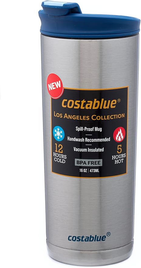 Travel Coffee Mug - 16 Oz. Stainless Steel Insulated Coffee Mug, Leak Proof Tumbler w/Dishwasher Safe Lid, Double Wall Travel Coffee Cup, Reusable Insulated Tumbler for Hot & Cold Beverages